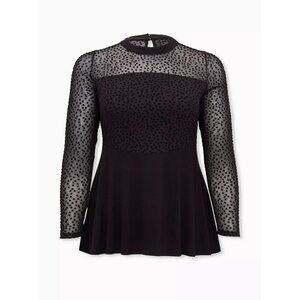 Black Star Mesh Torrid Long Sleeve Blouse Size 1 Top Goth